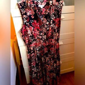 Floral Pink and Navy Dress